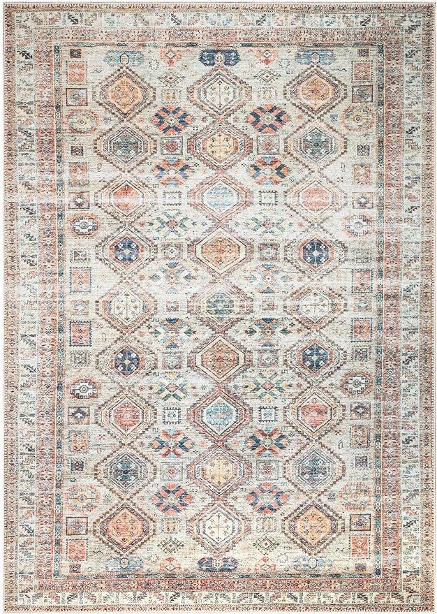 Keen Home Design 4x6 Rug - Machine Washable Area Rug with Non-Slip Backing, Ideal for Living Room, Dining Room, Bedroom - Vintage, Easy Clean, Durable, Low Pile Rug - (4' x 6')