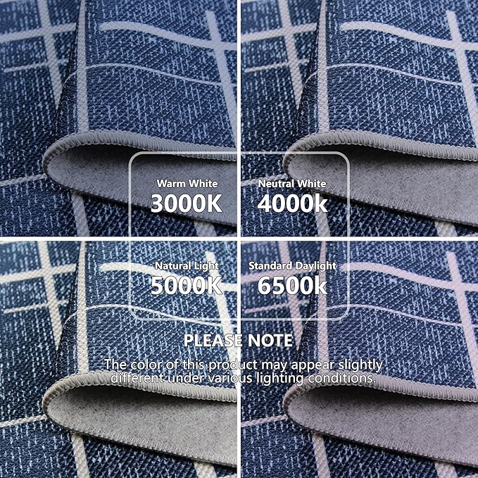Washable Runner Rug 2x6, Blue Modern Distressed Stripe, Kitchen Runner Rug Non Slip, Woven Thin No Shed Runners for Entryway, Kitchen, Laundry Room- Blue