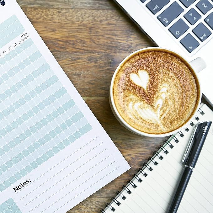 HADIGU Habit Tracker Calendar, (Undated 12 Month) with Spiral Bound and Hanger, A4 size (8.3"x11.7"), Habit Tracker Journal for Daily Weekly and Monthly Habit Tracking.