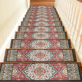 Non Slip Stair Treads for Wooden Steps Indoor, Red, 15pcs, 30"X8", Soft Carpet Mat, Machine Washable Boho Carpet Treads with Reusable Adhesive Backing, Safety Stair Tread for Dogs, Kids, Elders