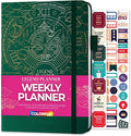 Legend Weekly Colorful Planner 2nd Edition – Undated Life & Work Agenda Journal for Time Management, Goal Setting, Productivity, 5.8 ″x8.3″, Hardcover – Dark Green Gold Foil