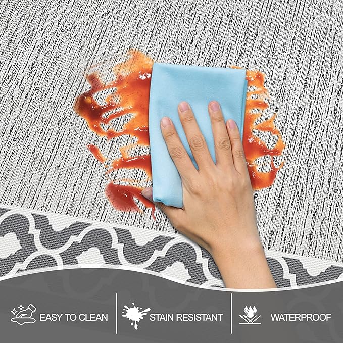 Grey Cushioned Kitchen Mat Anti Fatigue Kitchen Rugs, Heavy Duty Non-Skid, Ergonomic Comfort Foam Kitchen Floor Mat for Home, Office, Sink, Laundry - Gray 17.3"x59"