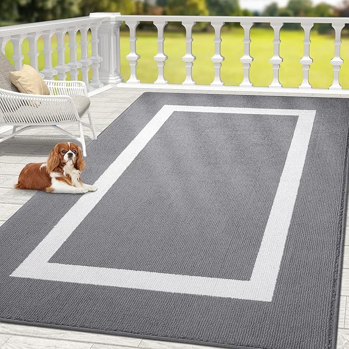 OLANLY Indoor Door Mat, 71x47, Non-Slip Absorbent Resist Dirt Entrance Mat, Washable Low-Profile Inside Entry Doormats for Entryway, Grey