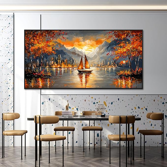 Canvas Art Wall Decor Oversized Framed Wall Art Picture for Living Room Canvas Wall Art Decor Modern Landscape Wall Art Prints Large Coastal Wall Art Artwork for Walls Bedroom Office Decoration 29" X 58"