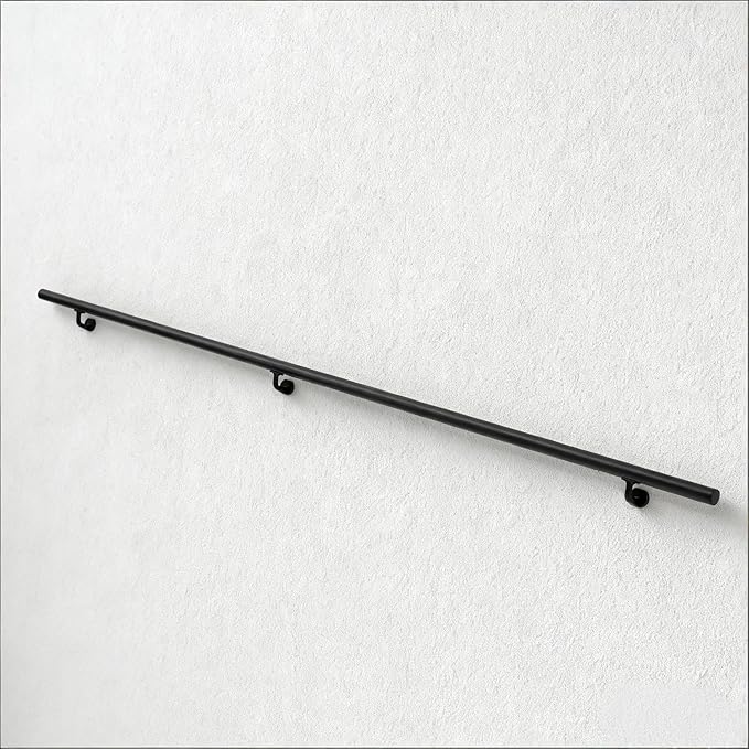 Handrails for Indoor Stairs,Deck,Slope,Modern Aluminum Handrail Set, Wall Mounted, with Zink-Alloy Brackets Aluminium Railing System,Rust Free. (Matte Black, 7 FT-New)