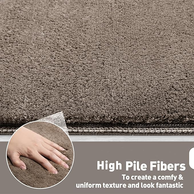 PURE ERA Carpet Stair Treads Ultra Plush 9.5" X 30"Soft Bullnose Indoor Stair Protectors Pet-Friendly Non-Slip Skid Resistant Tape Free Washable Reusable(14 Pieces,Brown)