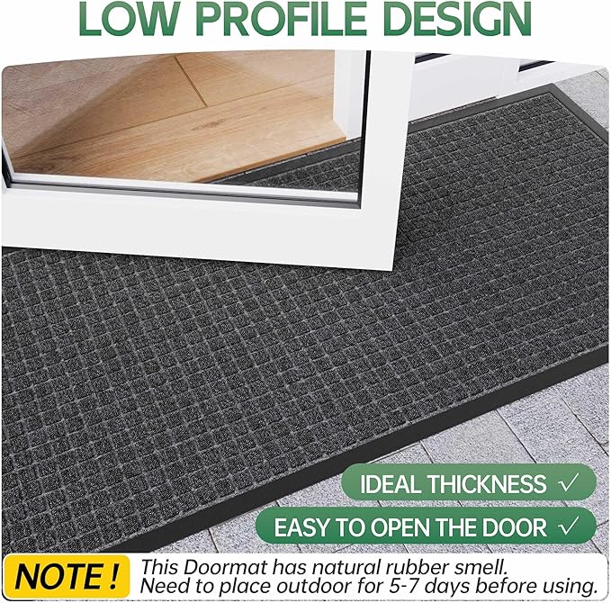 Front Door Mat Outside Entrance, 6' x 3' Heavy Duty Indoor Outdoor Door Mats for Entryway, All Season Weather Outdoor Doormat, Natural Rubber Non Slip Welcome Mats for Front Door