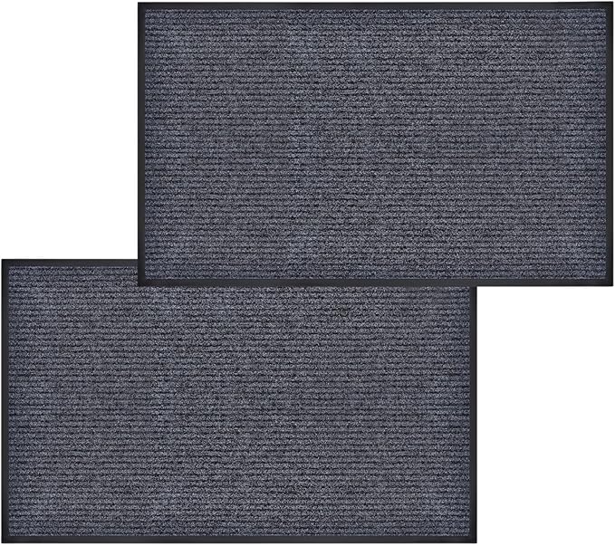 2 Pack 60"x36" Brush Step Entrance Mat - Indoor Outdoor Carpet Doormat with Deep Scraper & Rubber Border, for Dry Indoor/Outdoor Use at Door, Patio, Garage, Kitchen, Laundry Room