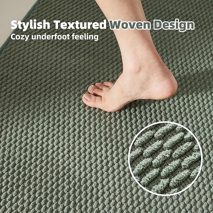 Small Bathroom Rugs Non Slip Washable Bath Rugs Super Absorbent Bathroom Rug Thin Quick Dry Low Pile Bath Mats, Sage Green 12"x12"