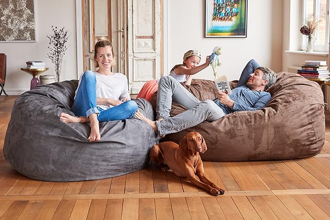 Lumaland Luxurious 3ft Medium Bean Bag Chair with Microsuede Cover - Ultra Soft, Foam Filling, Washable Bean Bag Sofa for Adults, Teenagers, Kids, Pets - Sack Chair for Living Room, Bedroom - Purple
