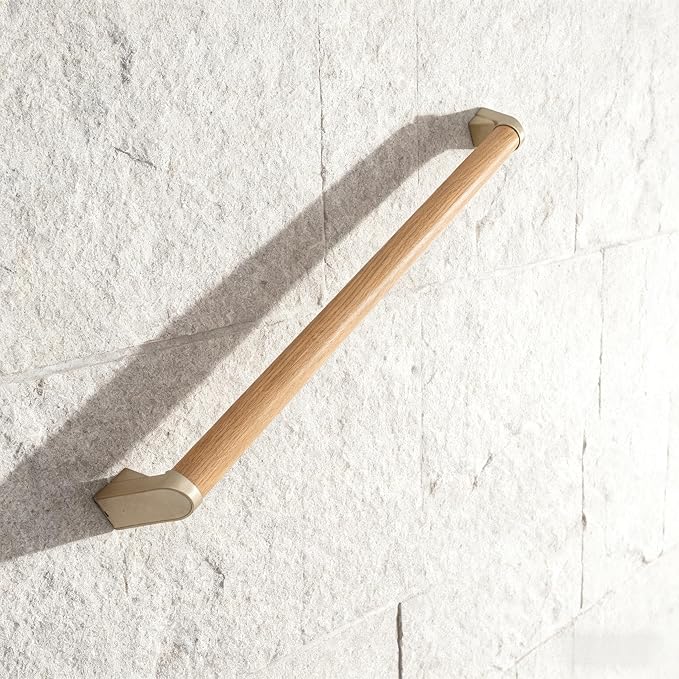 5 FT Modern Aluminum Handrail Set - ADA Compliant Indoor & Outdoor Stair Railing. 1.4" Diameter Grab Bar. Wall-Mounted with 90°Wall Return End. Ideal for Safe Grip，Rust Free(Cherry Wood Grain, 5FT)