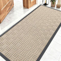 OLANLY Front Door Mat Outside Entrance 59x23, Absorbent, Heavy Duty Sturdy Natural Rubber Doormat Indoor Outdoor, Non-Slip, Stain and Fade Resistant, Low Profile Floor Mat for Entryway, Latte White