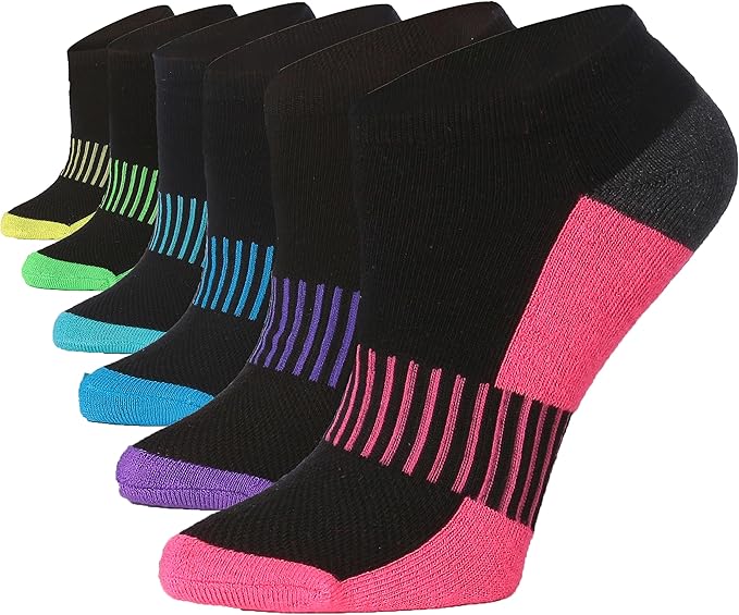 Tipi Toe Women’s 6-Pack Athletic Cushioned Running Ankle Socks – Soft, Breathable Fabric with Arch Support for Comfort