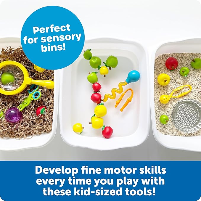 Learning Resources Helping Hands Fine Motor Tool Set Toy - Sensory Bin Sand Toys, Montessori, Plastic Tweezers, Therapy Games For Toddler, Homeschool Preschool Supplies