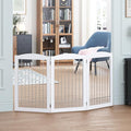 Spirich Freestanding Wire Pet Gate for Dogs, Tall Dog Gate for The Houes, Doorway, Stairs, Pet Puppy Safety Gate with Sliver Wire 60 Inches Extra Wide, 30 Inches Tall, 3 Panels, White