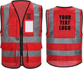 High Vis Safety Vest Reflective Strips, Multi-Pocket Design, Available in Yellow,Orange,black,Pink,blue,Red,purple