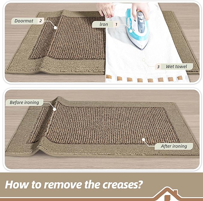 BEQHAUSE Indoor Door Mat 20" x 32", Dirt Trapper Door Mats Non-Slip Entryway Rugs Washable, Resist Dirt Absorbent Welcome Mat, Low Profile Floor Mats for Front Back Door and Entryway, Taupe