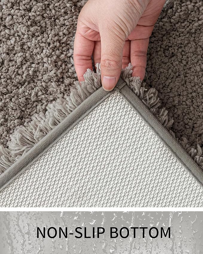 Bathroom Rugs 36x24, Ultra Thick Shaggy Soft Microfiber Absorbent Bath Rug, High Density Foam Latex Non Slip Backing, Machine Washable Bath Mats for Bathroom Floor & Sink, Grey