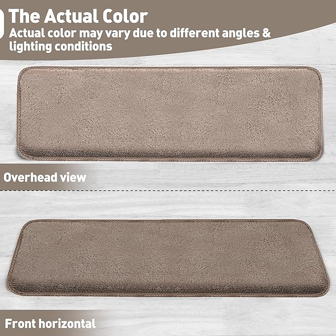 PURE ERA Carpet Stair Treads Ultra Plush 9.5" X 30"Soft Bullnose Indoor Stair Protectors Pet-Friendly Non-Slip Skid Resistant Tape Free Washable Reusable(2 Pieces,Brown)