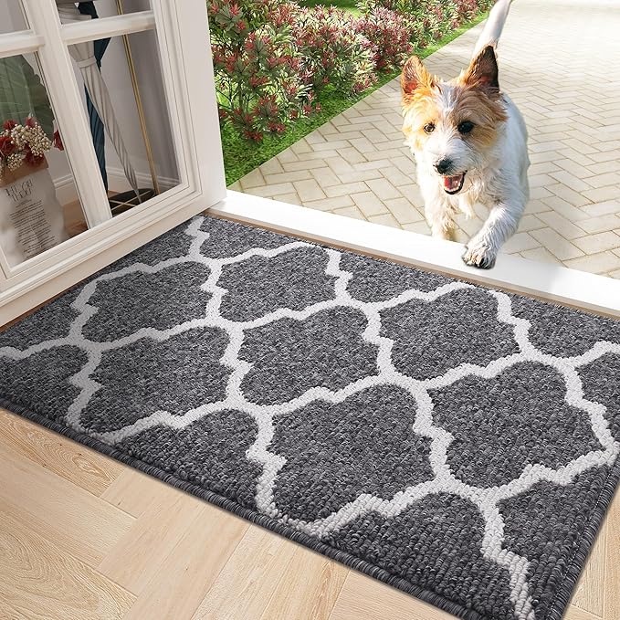 OLANLY Indoor Door Mat, 36x24, Non-Slip Absorbent Resist Dirt Entrance Mat, Washable Low-Profile Inside Floor Doormats for Entryway, Black