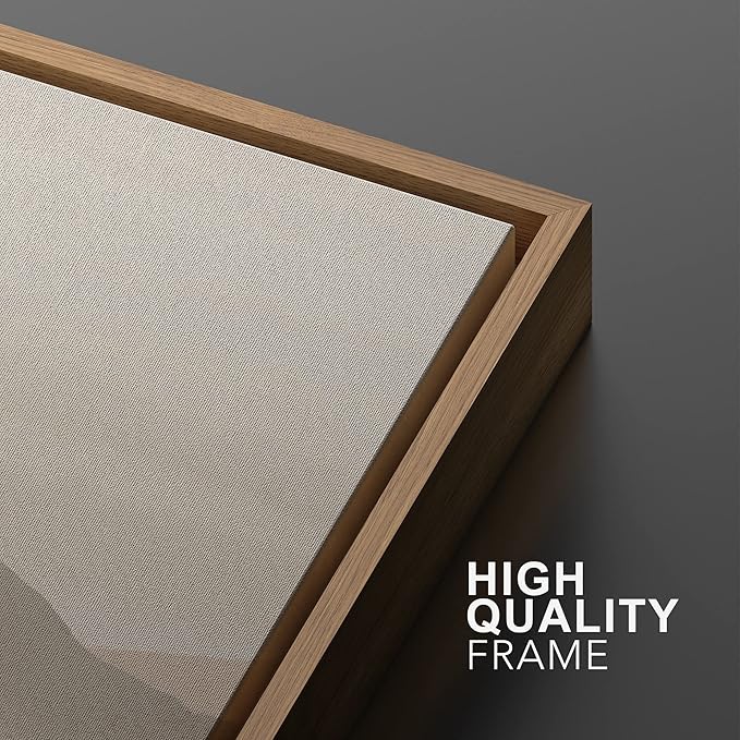 MUDECOR Framed Canvas Print Wall Art Pastel Brown Mountain Range Ocean Lake Wilderness Nature Illustrations Modern Art Decorative Calm/Relax Multicolor Rustic Minimal for Bedroom - 16"x24"x2 Natural