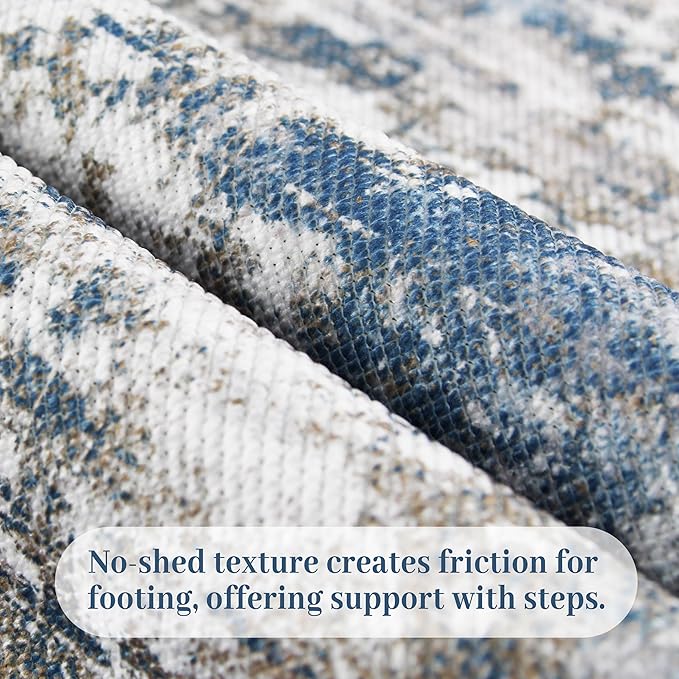 Kitchen Rugs Ultra Non-Slip 2.6x12 Washable Runner Rug Abstract Tear and Stain Resistance No Pile Lightweight Runners for Entryway, Hallway, Walkway, Bedside, Entrance, Multi