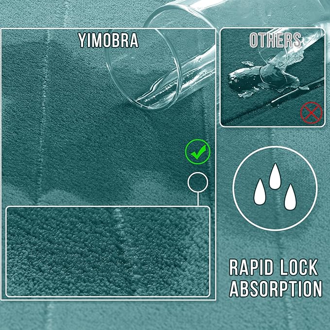 Yimobra Memory Foam Toilet Bath Mat U-Shaped, Soft and Comfortable, Water Absorption, Non-Slip, Thick, Machine Wash, Easier to Dry for Bathroom Commode Contour Rug, 24 X 20 Inch, Teal