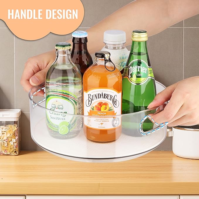 4 Pack Lazy Susan Organizer for Cabinet：Lazy Susan Turntable (8/10/11/12 Inch) with Non-Slip Mat and Handles,Turntable Rack for Kitchen,Pantry,Refrigerator,Bathroom and Vanity Countertop