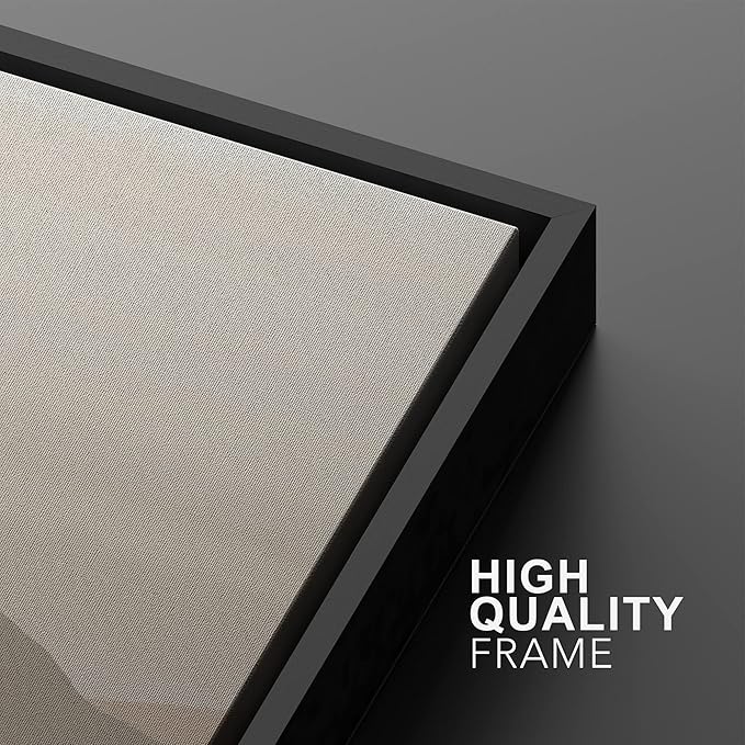 MUDECOR Framed Canvas Print Wall Art Pastel Brown Mountain Range Ocean Lake Wilderness Nature Illustrations Modern Art Decorative Calm/Relax Multicolor Rustic Minimal for Bedroom - 24"x36"x2 Black