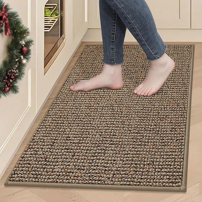 BEQHAUSE Kitchen Rugs 24"x36", Non-Slip Kitchen Mats for Floor, Super Absorbent and Stain Resistant Kitchen Rugs, Machine Washable Rugs for Kitchen, Hallway, Laundry & Sink, Taupe