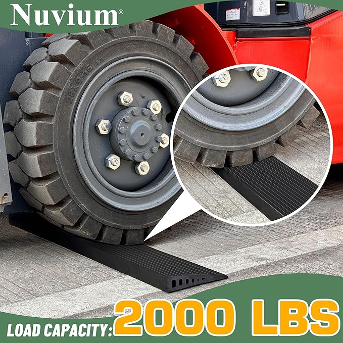 0.6" Rise Threshold Ramps for Doorways, 2000 Lbs Load Capacity, 35.5" Wide Natural Rubber Power Wheelchair Ramp is Adjustable and Cuttable for Doorways, Curb, Sweeper, Power Scooters, Bathroom
