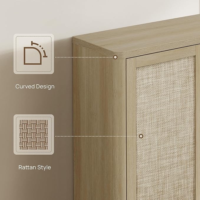 SICOTAS Rattan Shoe Storage Cabinet - Modular Shoe Cabinets with Door Tall Large Shoe Cabinet Storage for Entryway - 65.6" Wide Modular Cabinet for Hallway, Living Room
