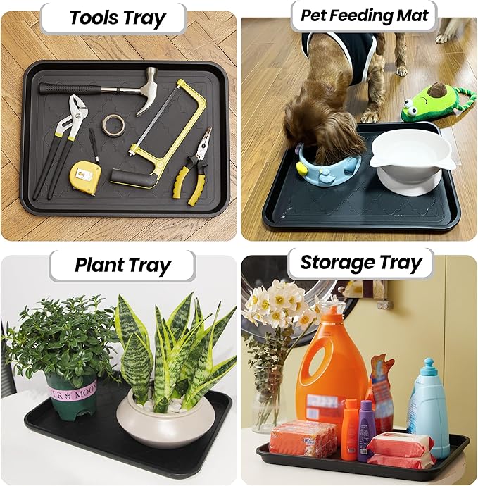 Boot Tray for Entryway Indoor, Heavy Duty Shoe Mat Tray 2 Packs, 16.7"x12.8" Waterproof Shoes Trays with Raised Edge, Outdoor Multi-Purpose Mats for Boots, Garden, Pets