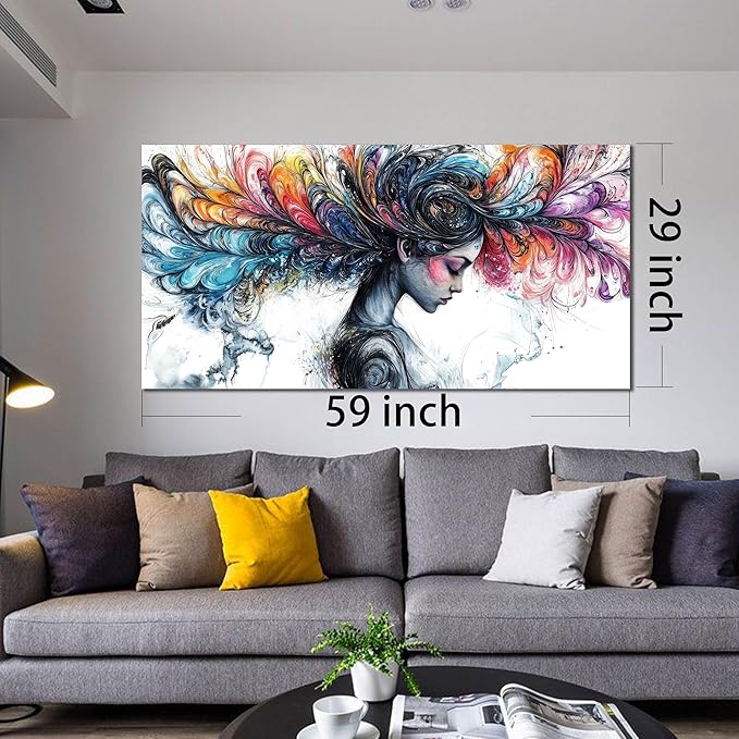 Girl Canvas Wall Art for Living Room - Colorful Abstract Wall Art Bedroom - Girl Room Wall Decor Size 29" x 59"