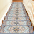 Non Slip Stair Treads for Wooden Steps Indoor, Light Blue, 15pcs, 30"X8", Soft Carpet Mat, Machine Washable Boho Carpet Treads with Reusable Adhesive Backing, Safety Stair Tread for Dog, Kid, Elder