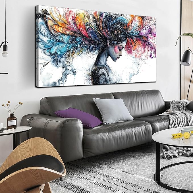Girl Canvas Wall Art for Living Room - Colorful Abstract Wall Art Bedroom - Girl Room Wall Decor Size 29" x 59"