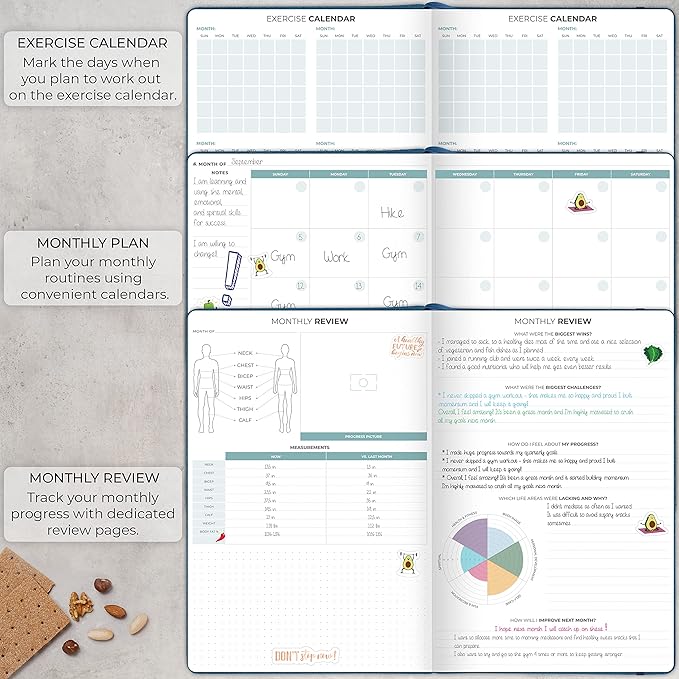 Clever Fox Meal Planner PRO – Weekly Meal Prep Journal with Grocery List & Weigh Loss Tracker – Diet, Fitness & Welness Log Book – Nutrition Diary Notebook – Lasts 12 Months, 7x10” (Mystic Blue)
