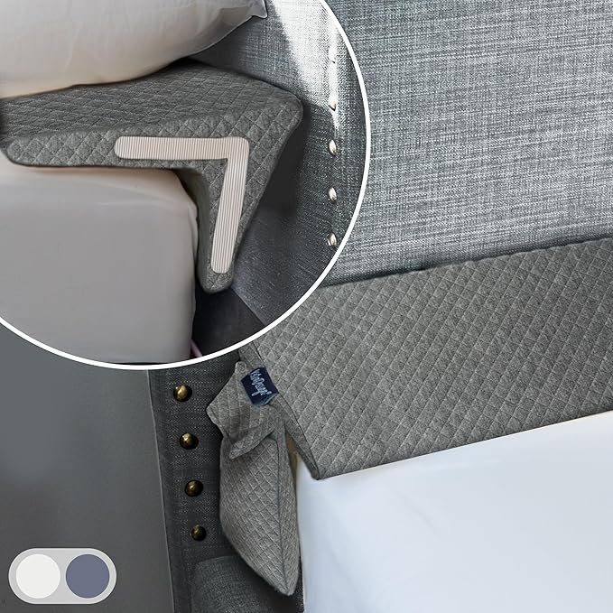 Bed Wedge Pillow for Headboard Gap Up to 7", Triangle Gap Filler for Bed, Mattress Wedge Gap Filler, Headboard Space Filler, Corner Pillow, Grey Queen 60"