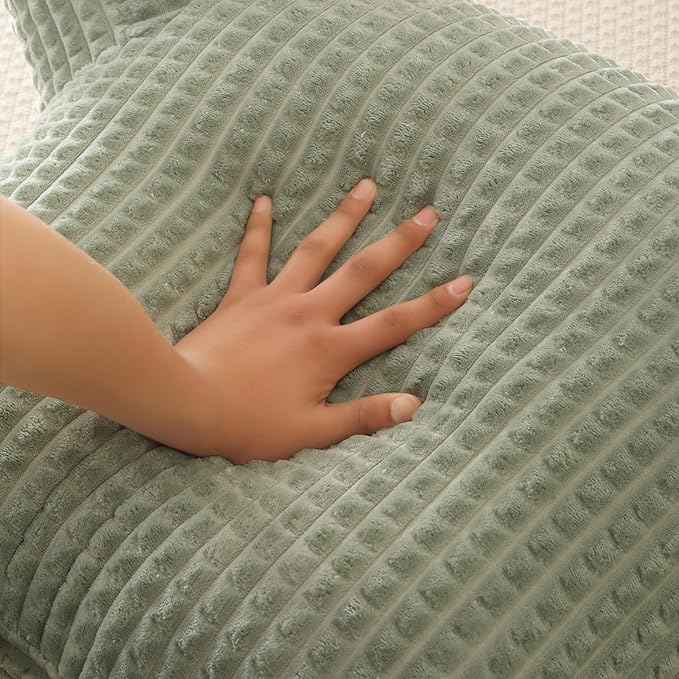 Reading Pillow for Sitting in Bed, Large Backrest Reading Pillow with Arm Rest,Back-Rest Support Cushion for Sit Up on Couch, Sofa, and Floor, Dorm Essentials (Green Flannel, Large(19"))