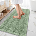 OLANLY Thick Bathroom Rugs 47x20, Extra Soft Absorbent Chenille Striped Bath Rugs, Rubber Backing, Machine Wash Dry, Bath Mats for Bathroom Floor, Tub and Shower, Home Decor Accessories, Sage Green