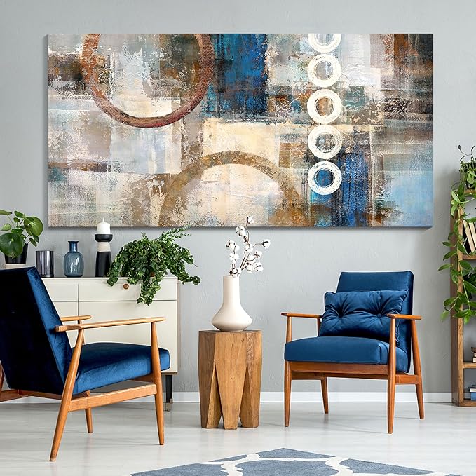 yiijeah Large Wall Art - Geometric Wall Decor Canvas Printed Picture Artwork Abstract Artfor Living Room Office Bedroom Decoration