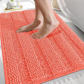OLANLY Thick Bathroom Rugs 30x20, Extra Soft Absorbent Chenille Striped Bath Rugs, Rubber Backing, Machine Wash Dry, Bath Mats for Bathroom Floor, Tub and Shower, Home Decor Accessories, Coral