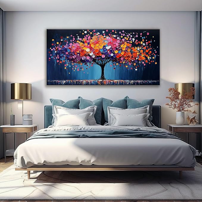 Canvas Art Wall Decor Abstract Tree Large Wall Art For Living Room Modern Abstract Wall Decor Prints Pictures Colorful Tree Of Life Wall Art Picture For Bedroom Hotel Office Home Decoration 29 X 58 Inch