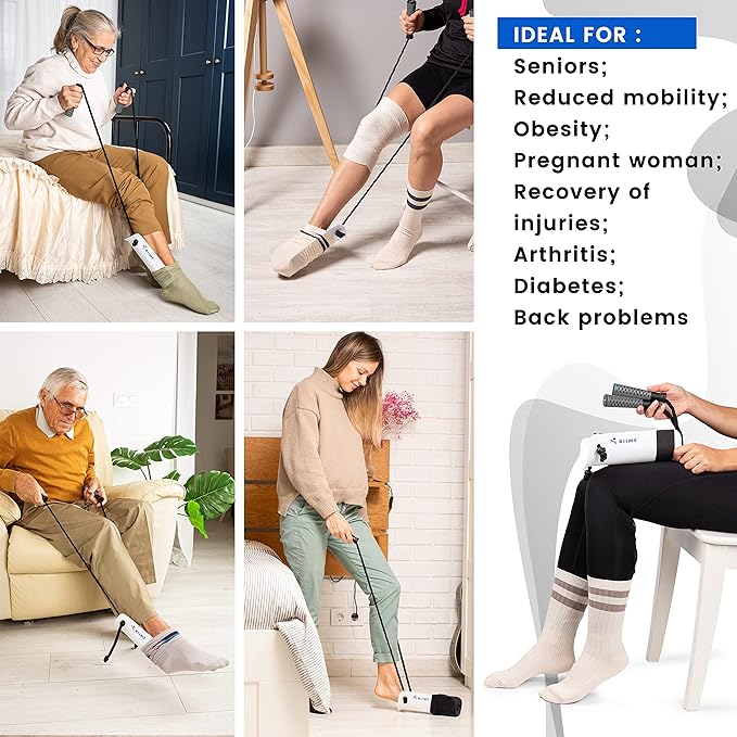 Compression Sock Aid -Sock Aids for Putting On Socks-Assistant Device No Bending-Hip Kit-Disability Aids for Elderly & Pregnant-Sock Helpers for Seniors with Arthritis-Sciatica