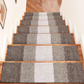 OLANLY Stair Treads Non Slip 15PCS, 8" x 30" Indoor Stair Runners for Wooden Steps, Edging Stair Rugs with Reusable Peel and Stick Adhesive for Kids Elders and Pets, Light Brown