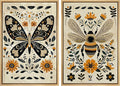 MUDECOR Framed Canvas Print Wall Art Set Butterfly Animals Botanical Bee llustrations Modern Art Decorative Bohemian Calm/Zen for Living Room, Bedroom, Office - 16"x24"x2 Natural