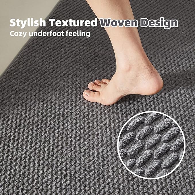 Toilet Rug, Thin Toilet Rugs U Shaped Washable Non Slip Absorbent Quick Dry Low Pile Toilet Mat, Dark Grey 20"x24" U Shape