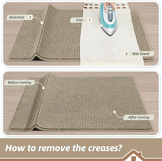 BEQHAUSE Dirt Trapper Door Mat 32" x 48", Non-Slip Washable Doormats Entrance Mat, Dirt Resistant and Absorbent Welcome Mat, Low Profile Floor Mats for Front Back Door and Entryway, Light Beige