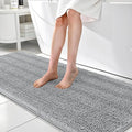 OLANLY Thick Bathroom Rugs 70x24, Extra Soft Absorbent Chenille Striped Bath Rugs, Rubber Backing, Machine Wash Dry, Bath Mats for Bathroom Floor, Tub and Shower, Home Decor Accessories, Light Grey