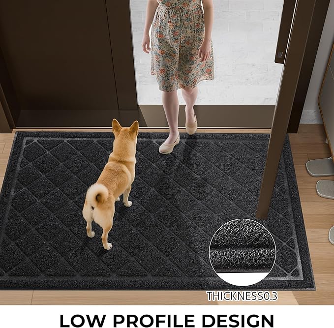 Front Door Mat Indoor Outdoor Entrance, 36" x 60" All-Season Heavy Duty Waterproof Doormat, Non-Slip Absorbent Entryway Mat, Easy to Clean, Low Profile Commercial Floor Mat for Indoor Outdoor
